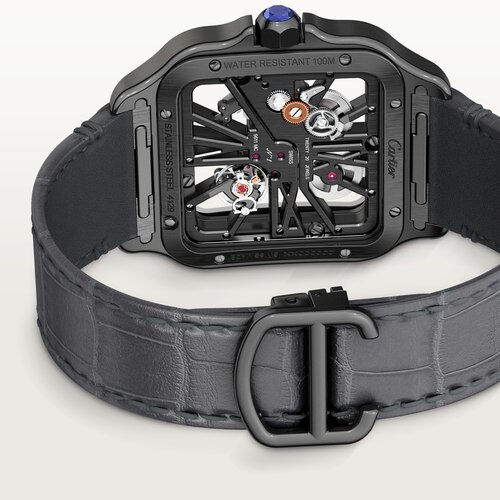 Cartier Santos de Cartier Large Manual Skeleton 40 mm ADLC Stainless Steel Maison Birks